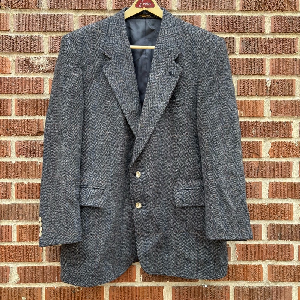 Vintage Evan Picone Hecht’s Men's Wool Sport Coat Size 46L Gray Multi USA Made